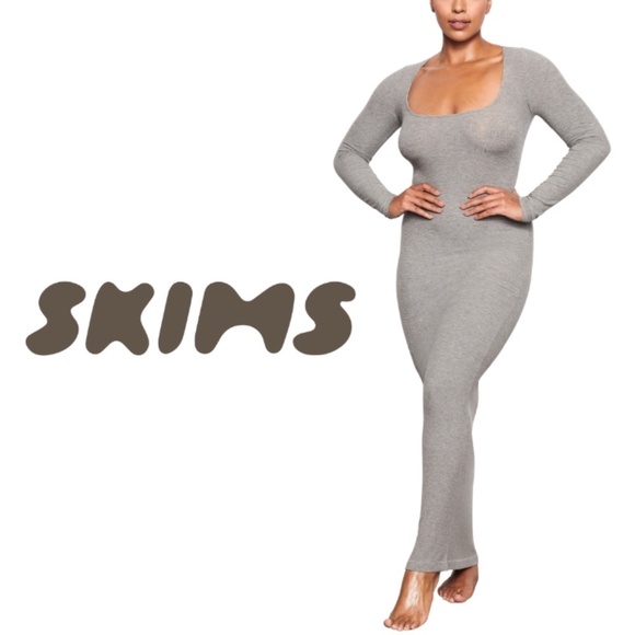 SKIMS NWT Soft Lounge Long Sleeve Dress - Heather Grey - Size 2X - Picture 1 of 16